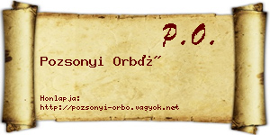 Pozsonyi Orbó névjegykártya